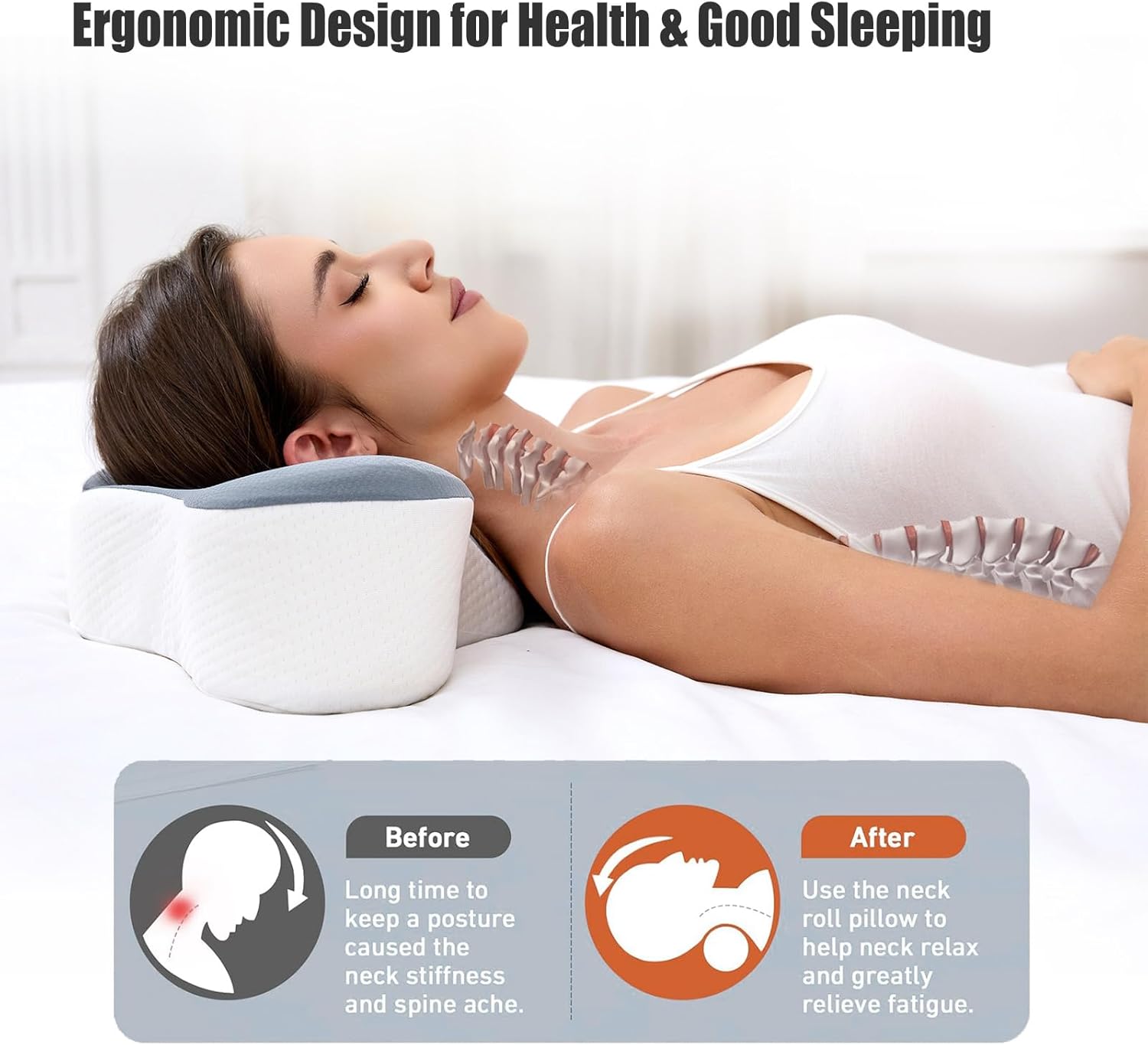 Bespilow Travel Camping Pillow for Sleeping Memory Foam Cervical Neck Support Pillow for Pain Relief Compact Compressible Contour Pillows with Cooling Cover Storage Bag for Backpacking Road Trip.jpg