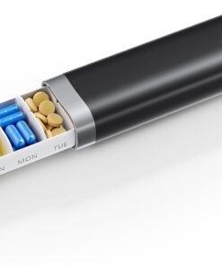 Betife Travel Pill Organizer Weekly 7 Day, Compact Daily Pill Box, Portable Medicine Case, Cute Pill Holder for Vitamins Supplements, Drawer-Shaped Pills Organizer (Black)