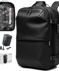 BlackVoyage Vortex Vacuum Seal Travel Backpack 60L Expandable Air Compression System Water Resistant TSA Lock Carry-On Suitcase Luggage Black AERO - Vacuum Pump Included