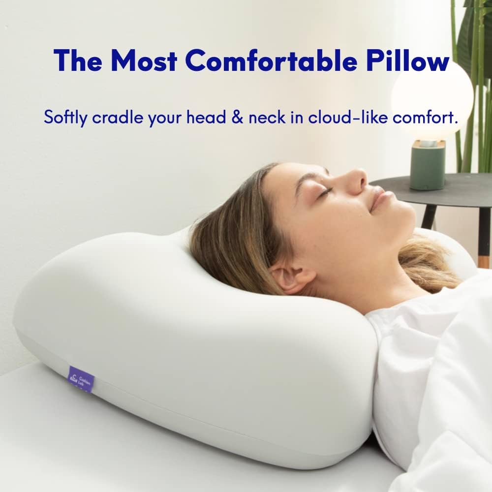 C CUSHION LAB Deep Sleep Pillow Patented Ergonomic Contour Design for Side Back Sleepers Orthopedic Cervical Shape Gently Cradles Head Provides Neck Support Shoulder Pain Relief Calm Grey.jpg
