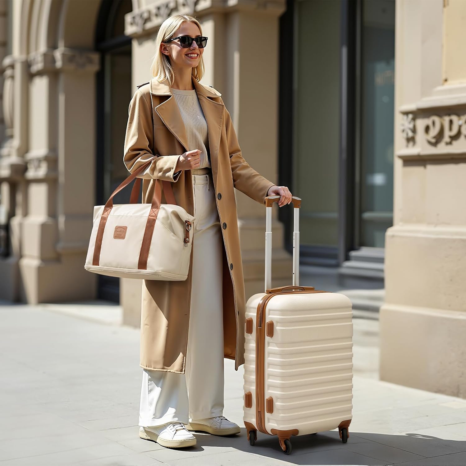 COOLIFE Luggage Carry On Luggage Suitcase Softside Wheeled Luggage Lightweight Rolling Travel Bag White 3 Piece Set DBTB20 Luggage Set with Bags.jpg