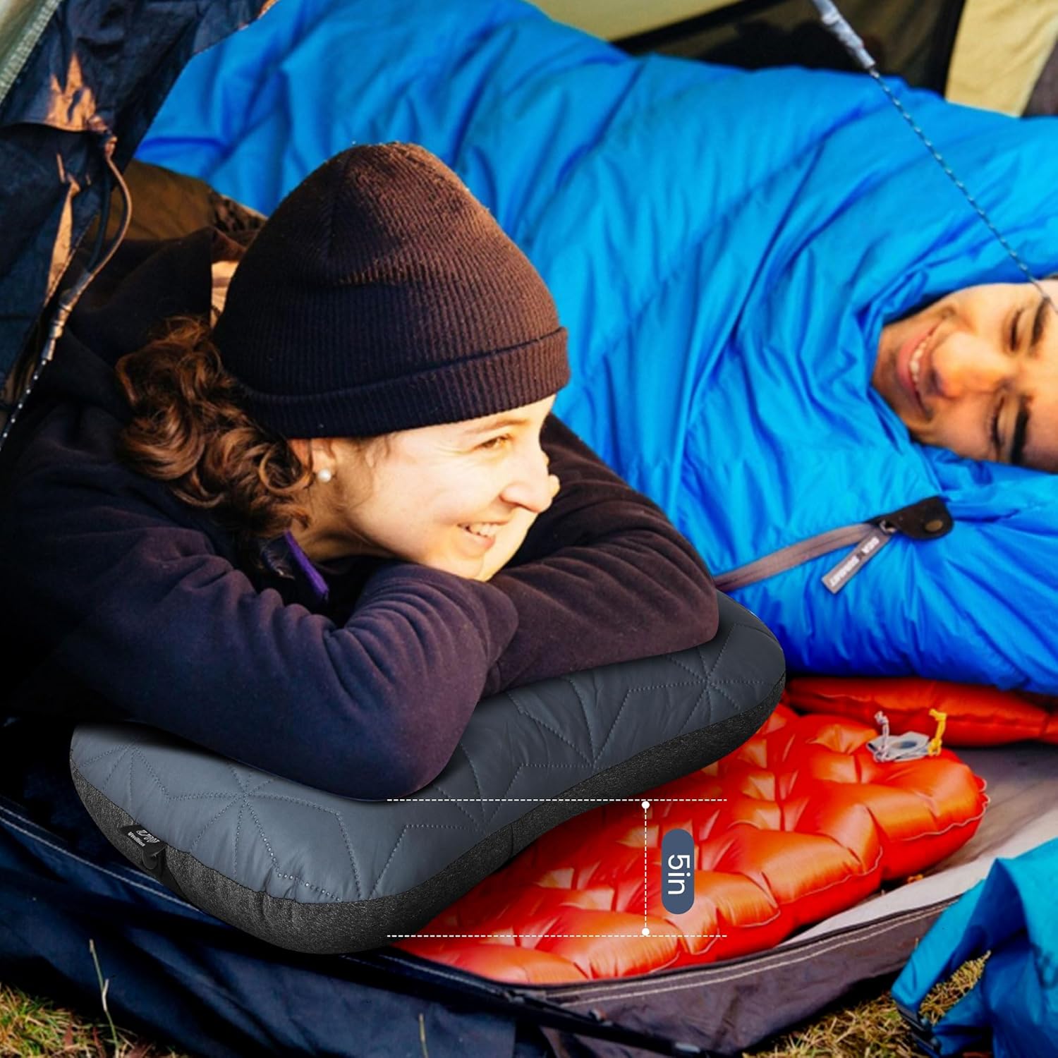 Camping Pillow with Removable Cover Ultralight Inflatable Pillow for Camping Lightweight Ergonomic and Washable for Camping Hiking and Travel Gray.jpg