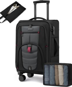 Carry On Luggage 22x14x9 Airline Approved, 22-Inch Suitcases with Spinner Wheels, Softside Carry-on Luggage with TSA Lock for Men Women Business Trip, Lightweight Large Capacity Luggage for Travel