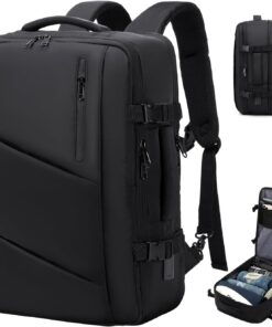 Carry on Travel Backpack for Men Women, Extra Large 40L Flight Approved Expandable Suitcase With USB/Type-C Charging Port, Victoriatourist Water Resistant Luggage Daypack Business Weekender Bag, Black