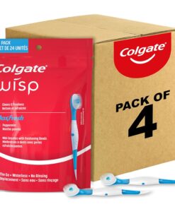 Colgate Max Fresh Wisp Disposable Mini Travel Toothbrushes, Peppermint, 24 Count (Pack of 4)
