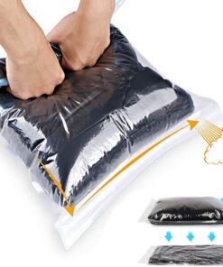 Compression Bags - Travel Accessories - 10 Pack Space Saver Bags - No Vacuum or Pump Needed - Vacuum Storage Bags for Travel Essentials - Home Packing-Organizers (Blue)