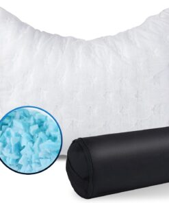 Cooling Side Sleeper Pillow for Neck and Shoulder Pain, Luxury Shredded Memory Foam Curved Bed Pillows for Sleeping Set of 1- Adjustable Travel Pillow Size- Washable Cover Crescent White