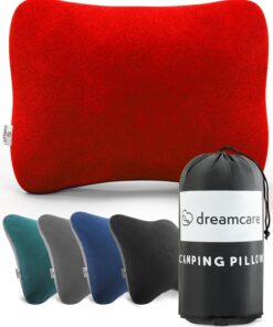 DREAMCARE Camping Pillow, Memory Foam Travel Pillow, Camping Accessories - Small Pillow Camping Essentials Camping Pillows for Sleeping, Backpacking Pillow, Travel Pillows for Sleeping (Small,Red)