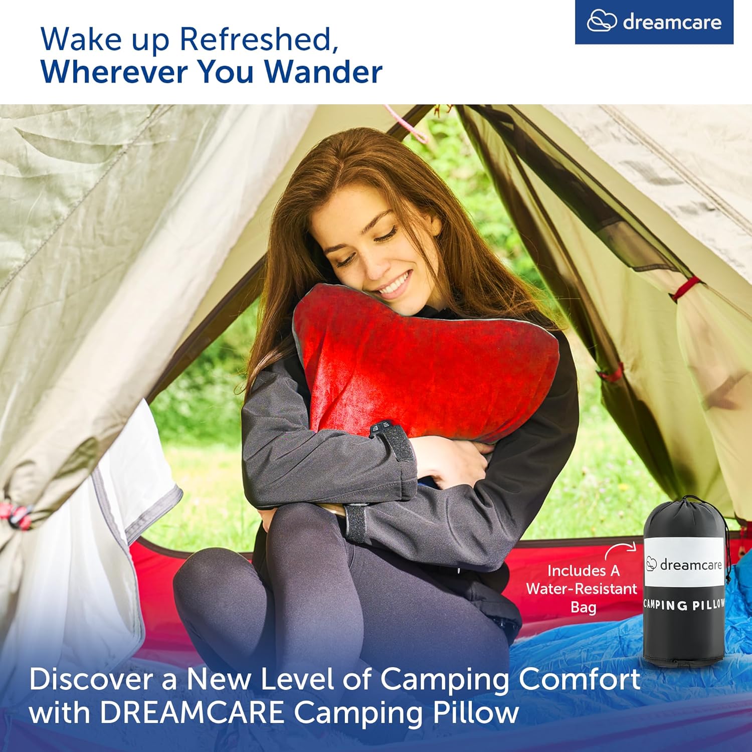 DREAMCARE Camping Pillow Memory Foam Travel Pillow Camping Accessories Small Pillow Camping Essentials Camping Pillows for Sleeping Backpacking Pillow Travel Pillows for Sleeping SmallRed.jpg