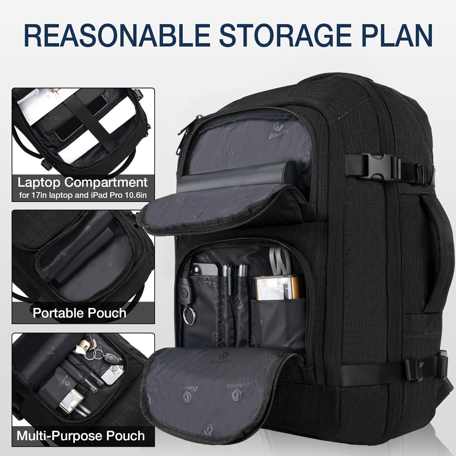 Dinictis Travel Backpack Carry on Flight Approved Backpack Suitcase for Travel Personal Item Travel Bag fits 17 inch Laptop Black.jpg