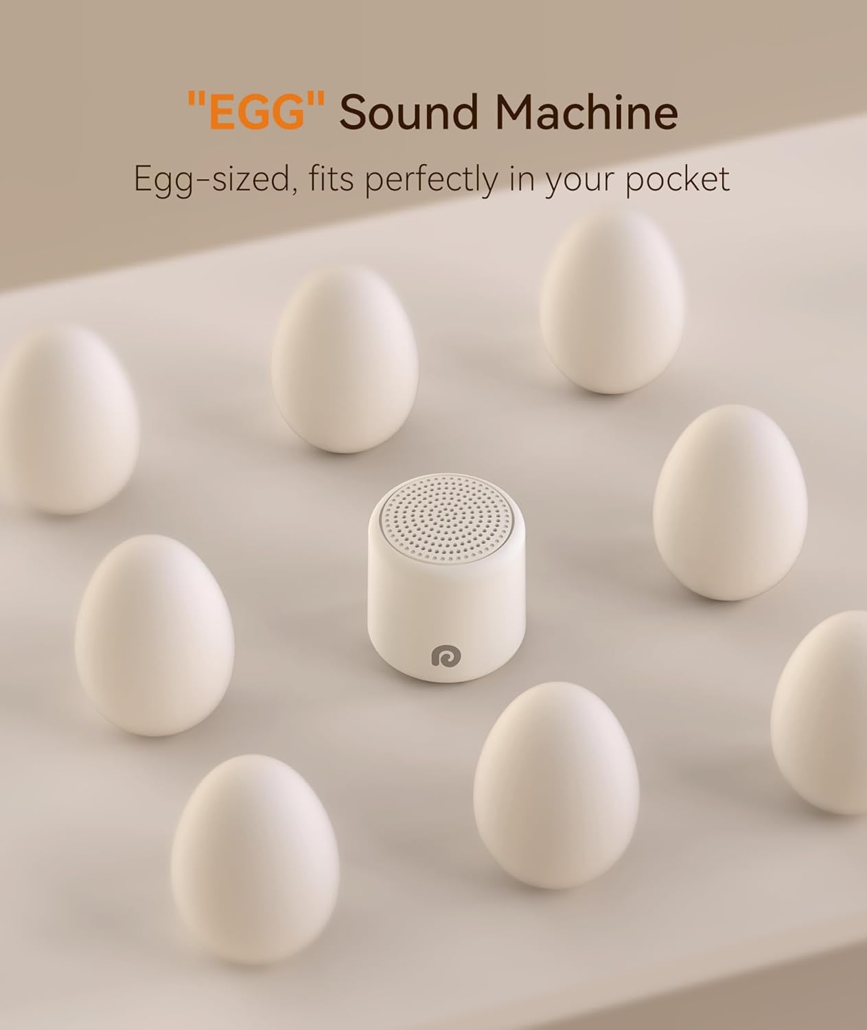 Dreamegg Portable Travel White Noise Machine for Sleep Features Powerful Battery Egg Sized 16 Nature Sounds Timer for Baby Adults Office Privacy Home Gift Cream.jpg