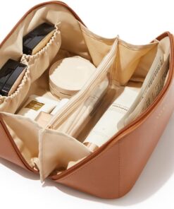 EACHY Travel Makeup Bag,Large Capacity Cosmetic Bags for Women,Waterproof Portable Pouch Open Flat Toiletry Bag Pattern Makeup Bag