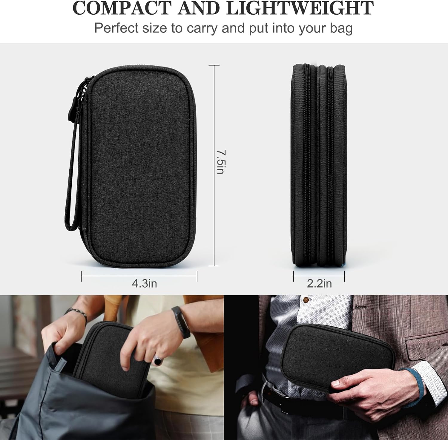 FYY Travel Cable Organizer Pouch Electronic Accessories Carry Case Portable Waterproof Double Layers All in One Storage Bag for Cord Charger Phone Earphone Black.jpg