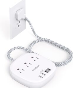 Flat Plug Power Strip, 6ft Ultra Flat Extension Cord - 3 Outlets 4 USB Ports (2 USB C) 22.5W/4.5A Desktop Charging Station, Power Strip No Surge Protection for Cruise Ship, Dorm Room Travel Essentials