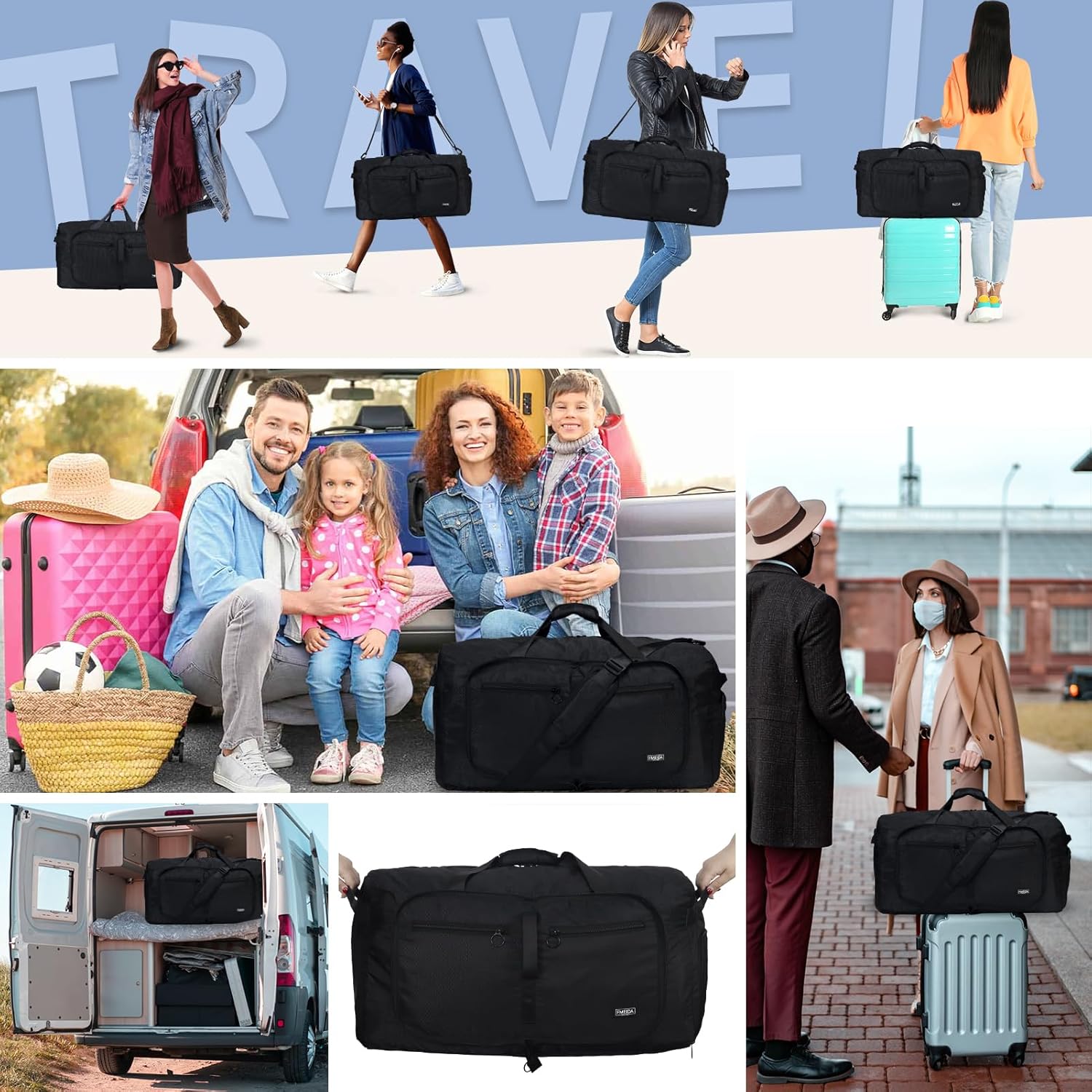 Fmeida 65L Duffle Bag with Shoes Compartment Foldable Travel Duffel Bags for Men Women Large Packable Travel Bag Water Repellent Tear Resistant Black.jpg