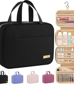 HOTOR Travel Toiletry Bag - Hanging Toiletry Bag for Women & Men, Makeup Bag/Big Comparment, Waterproof for Travel Accessories, Travel Essentials, Medium, Black