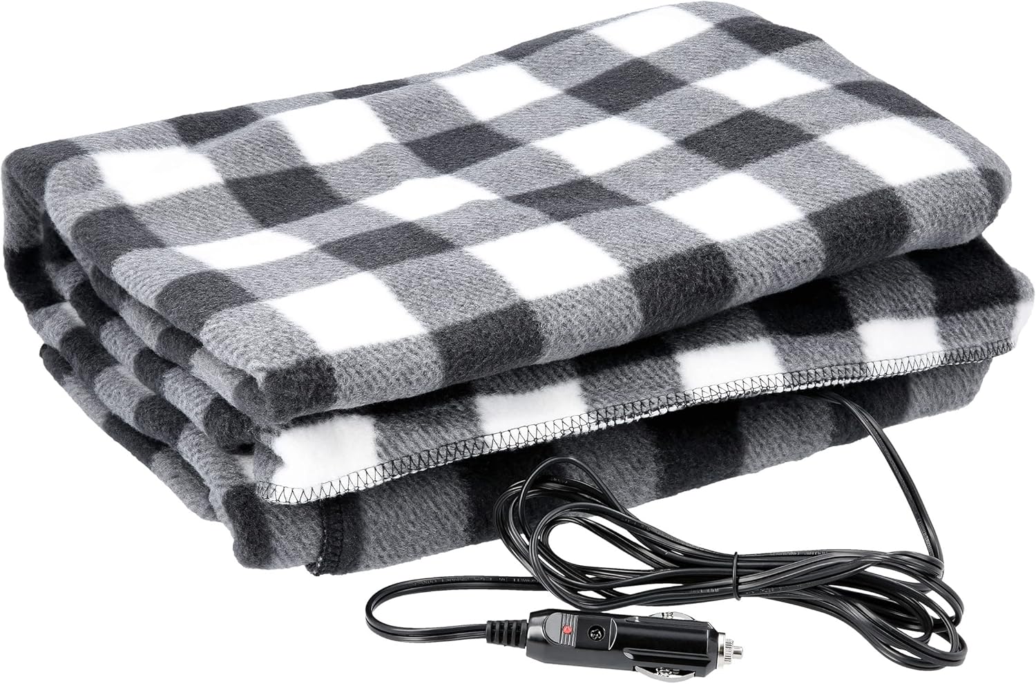 Heated Blanket - 12-Volt Electric Blanket for Car, Truck, SUV, or RV - Portable Winter Car Accessories for Camping or Travel by Stalwart (Black Plaid)
