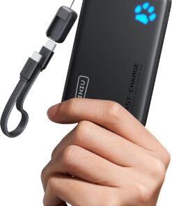 INIU Portable Charger, Ultra Slim 45W Fast Charging with Attached USB C Cable, Flight-Safe 10000mAh PD Power Bank Battery Pack, Travel Essential Phone Powerbank for iPhone 17 16 Samsung S25 Google etc