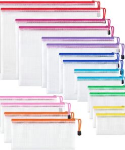JARLINK 18 Pack 8 Sizes Mesh Pouch, 9 Colors, Waterproof Zipper Bags Document Multipurpose Travel Bags for Office, School, Board Game, Puzzles, Cosmetics, Travel Accessories, and Home Organization