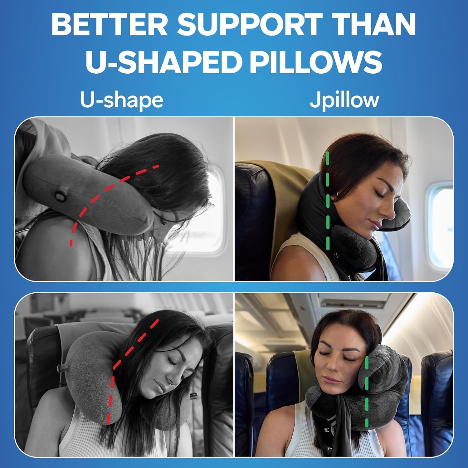 Jpillow Scarf and Sleepmask 3 Way Support for The Head Neck and Chin Carry Bag Travel Pillow for Airplane Ultimate Luxury BlackSilver.jpg