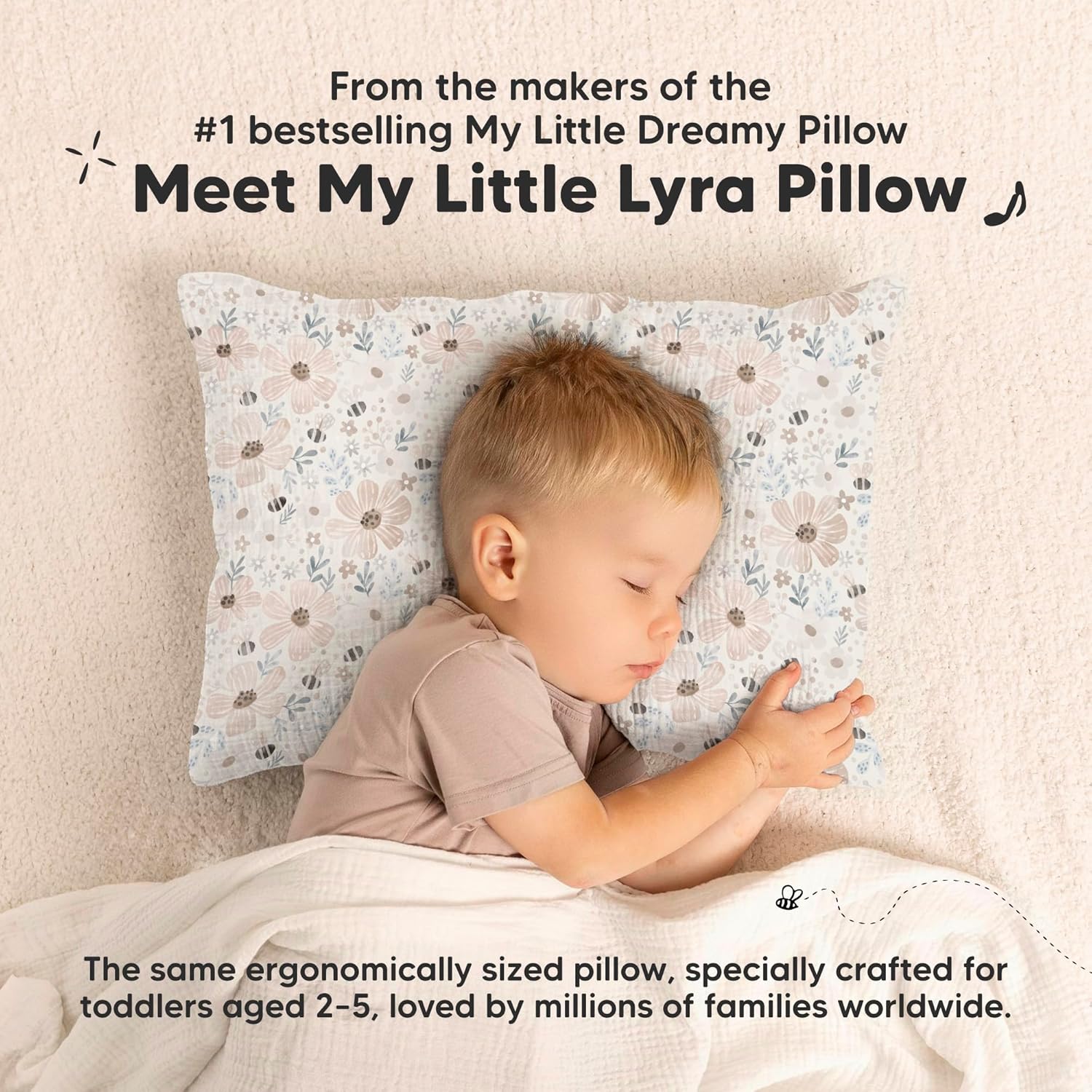 KeaBabies Toddler Pillow with Pillowcase – 13x18 Soft Breathable Organic Cotton Muslin Kids Pillow for Sleeping Travel Preschool Nap Small Bed Toddler Age 2 Year Old to 5 Flora Vale.jpg