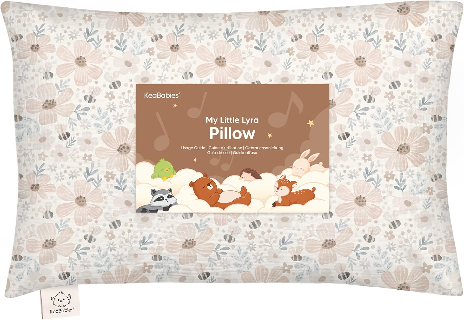 KeaBabies Toddler Pillow with Pillowcase – 13x18 Soft, Breathable Organic Cotton Muslin Kids Pillow for Sleeping, Travel, Preschool Nap, Small Bed, Toddler Age 2 Year Old to 5 (Flora Vale)