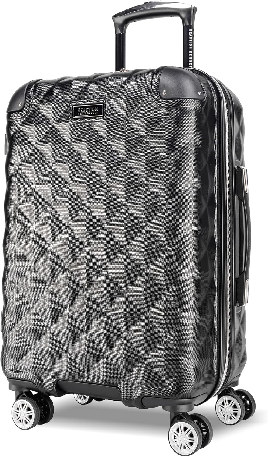 Kenneth Cole REACTION Diamond Tower Collection Lightweight Hardside Expandable 8-Wheel Spinner Travel Luggage, Black, 20-Inch Carry On