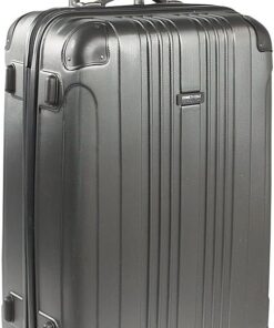 Kenneth Cole REACTION Out of Bounds Lightweight Hardshell 4-Wheel Spinner Luggage, Charcoal, 28-Inch Checked