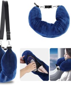 Kunyi's Travel Pillow You Stuff with Clothes As Carry-On Luggage Fits 5 Days of Travel Essentials Transformable Multifunctional Luggage Neck Pillowcase Soft Plush Stuff-able