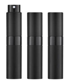 LISAPACK 8ML Atomizer Perfume Spray Bottle for Travel (3 PCS) Empty Cologne Dispenser, Portable Sprayer Travel Essentials for Men and Women (Black)
