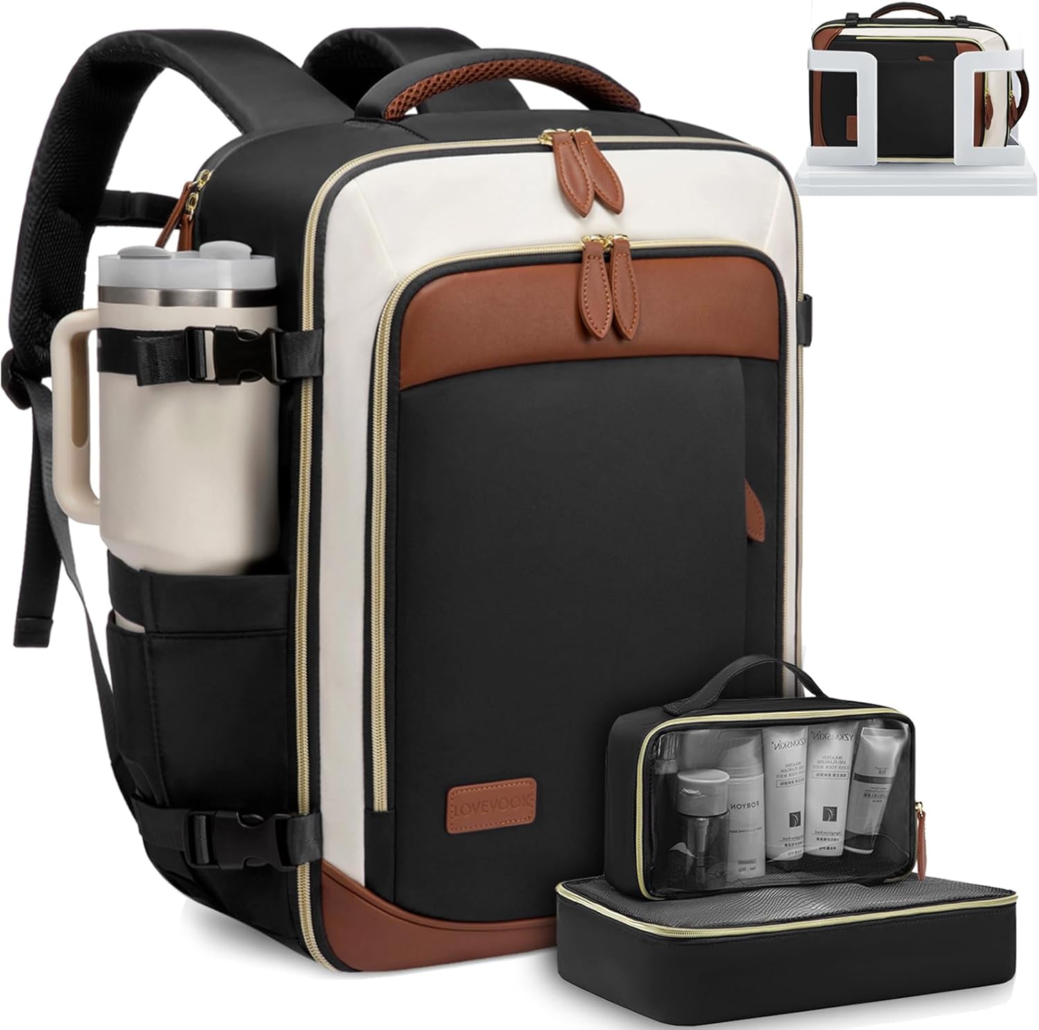 LOVEVOOK 40L Travel Backpack for Women, Carry On Backpack with 3 Packing Cubes,TSA Personal Item Travel Bag Airline Approved, Water Resistant Weekender Overnight Luggage Daypack, Fits 17.3 Inch Laptop