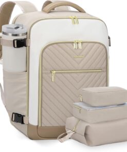 LOVEVOOK Large Travel Backpack for Women, TSA Carry on Backpack for Airplanes, 40L Personal Item Travel Bag for Women fits 17" Laptop,Waterproof Carry on Bag Airplane Approved with 3 Packing Cubes