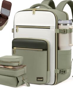LOVEVOOK Travel Backpack For Women,40L Carry On Backpack Flight Approved,TSA Personal Item Travel Bag Fits 17 Inch Laptop,Business Weekender Overnight Daypack with Back Pad and Chest Buckle,Cubes