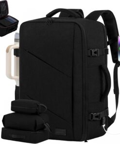LOVEVOOK Travel Carry on Backpack, Large 40L Personal Item Travel Bag for Men & Women Flight Approved with 3 Packing Cubes, Suitcase Water Resistant Luggage Daypack Business Weekender Bag, Black