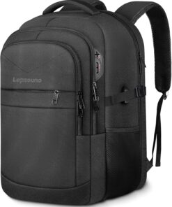Lapsouno Travel Laptop Backpack, Business Laptop Backpack, Anti Theft Slim Sturdy 15.6 Inch TSA Friendly with USB Port, Water Resistant College School Computer Bag Gifts for Men Women, Black