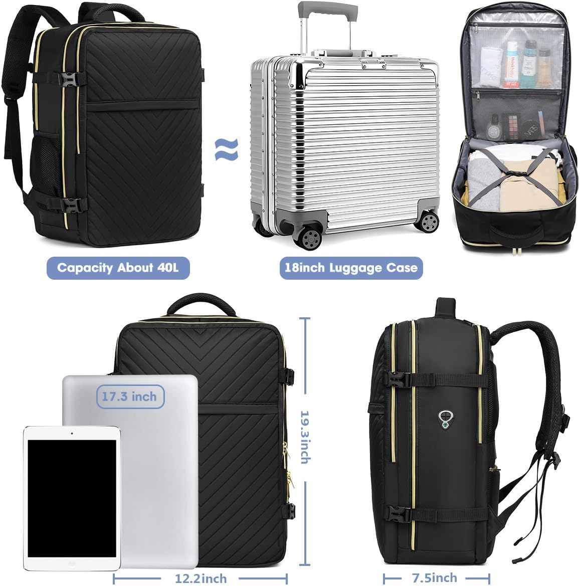 Large Carry On Travel Backpack Flight Approved Waterproof Anti Theft Luggage Daypack for Women Men Fit 17 Inch Laptop Business Weekender Overnight Backpack College Bag Personal Item Size Black.jpg