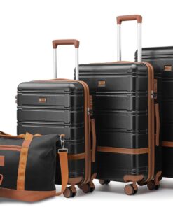 Luggage Sets 3 Piece with spinner wheels, PC+ABS Hard Shell Travel Luggage,Lightweight Carry-on suitcases with TSA Lock,YKK Zippers (black)