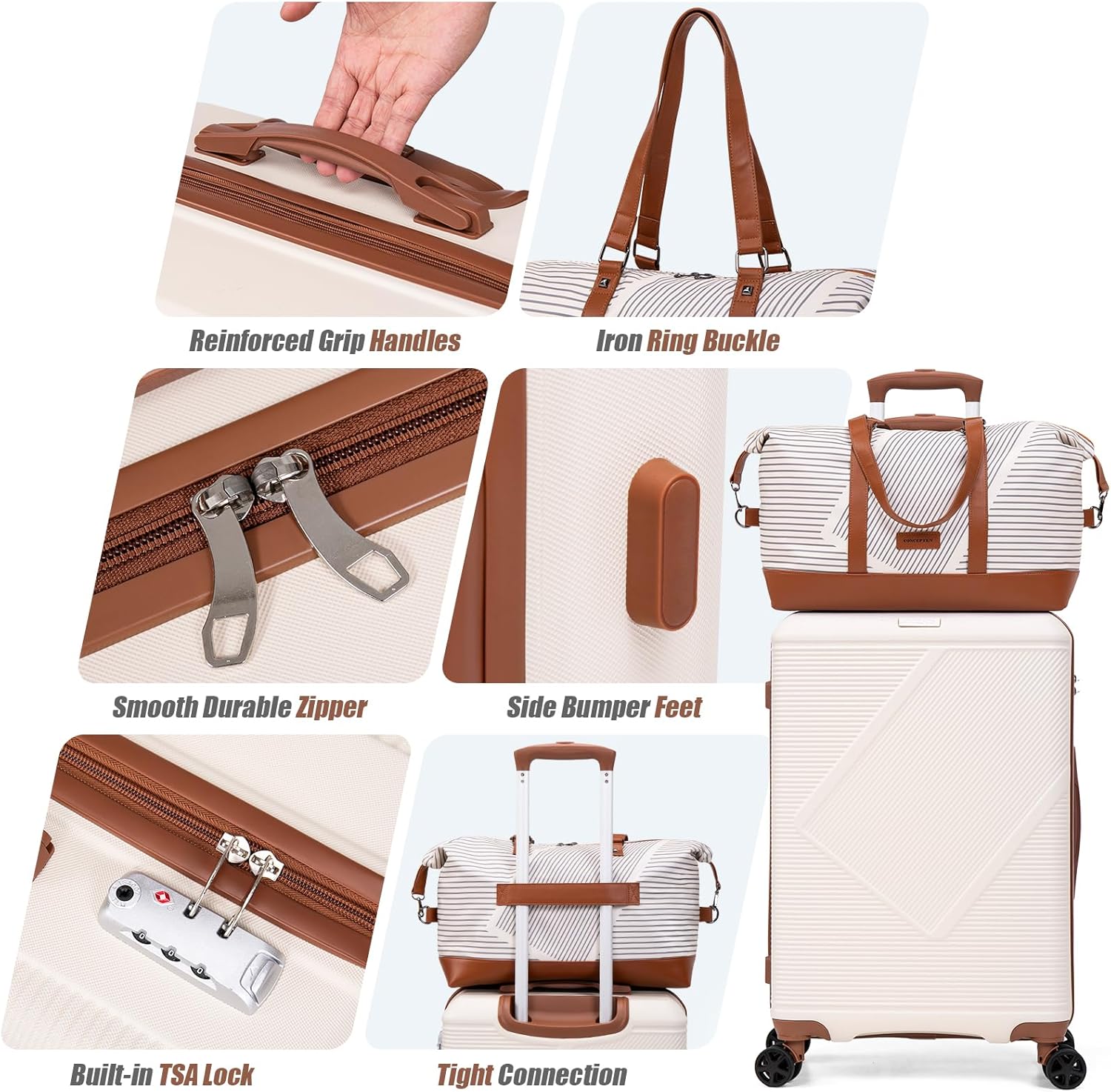 Luggage Sets 5 Piece Suitcases With Wheels Lightweight Travel Luggage Set With TSA Lock ABS Hardshell Carry On Suitcase Set Black.jpg