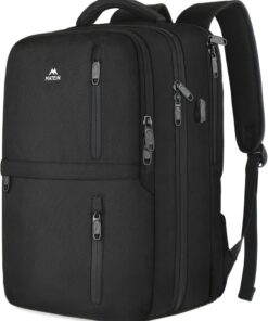 MATEIN Carry on Backpack, Flight Approved Travel Backpack with USB Port, TSA Personal Item Travel Bag fits 17" Laptop, Large Water Resistant Luggage Overnight Weekender Bag for Men & Women, Black