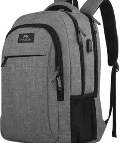 MATEIN Travel Laptop Backpack, Business Anti Theft Slim Sturdy Laptops Backpack with USB Charging Port, Water Resistant College School Computer Bag Gift for Men & Women Fits 15.6 Inch Notebook, Grey
