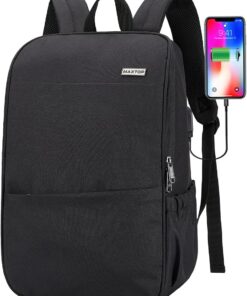 MAXTOP Deep Storage Laptop Backpack with USB Charging Port[Water Resistant] College Computer Bookbag Fits 15 Inch Laptop Black
