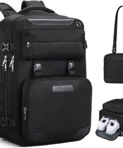 Maelstrom Travel Backpack for Women Men,35L Waterproof Laptop Backpack Fits 17-Inch Laptop, Gift for School Work Backpack with Detachable Crossbody Bag & Shoe Compartment (Black, Large-Upgrade)