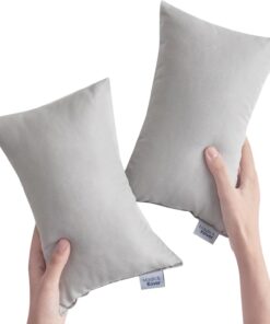 Magik & Kover Small Pillow Mini Pillow for Travel 2 Pack, 11" x 7" Tiny Pillows with Name Tag, Travel and Sleep, Small Rectangular for Neck, Lumbar, Back, Pet Dogs, Grey