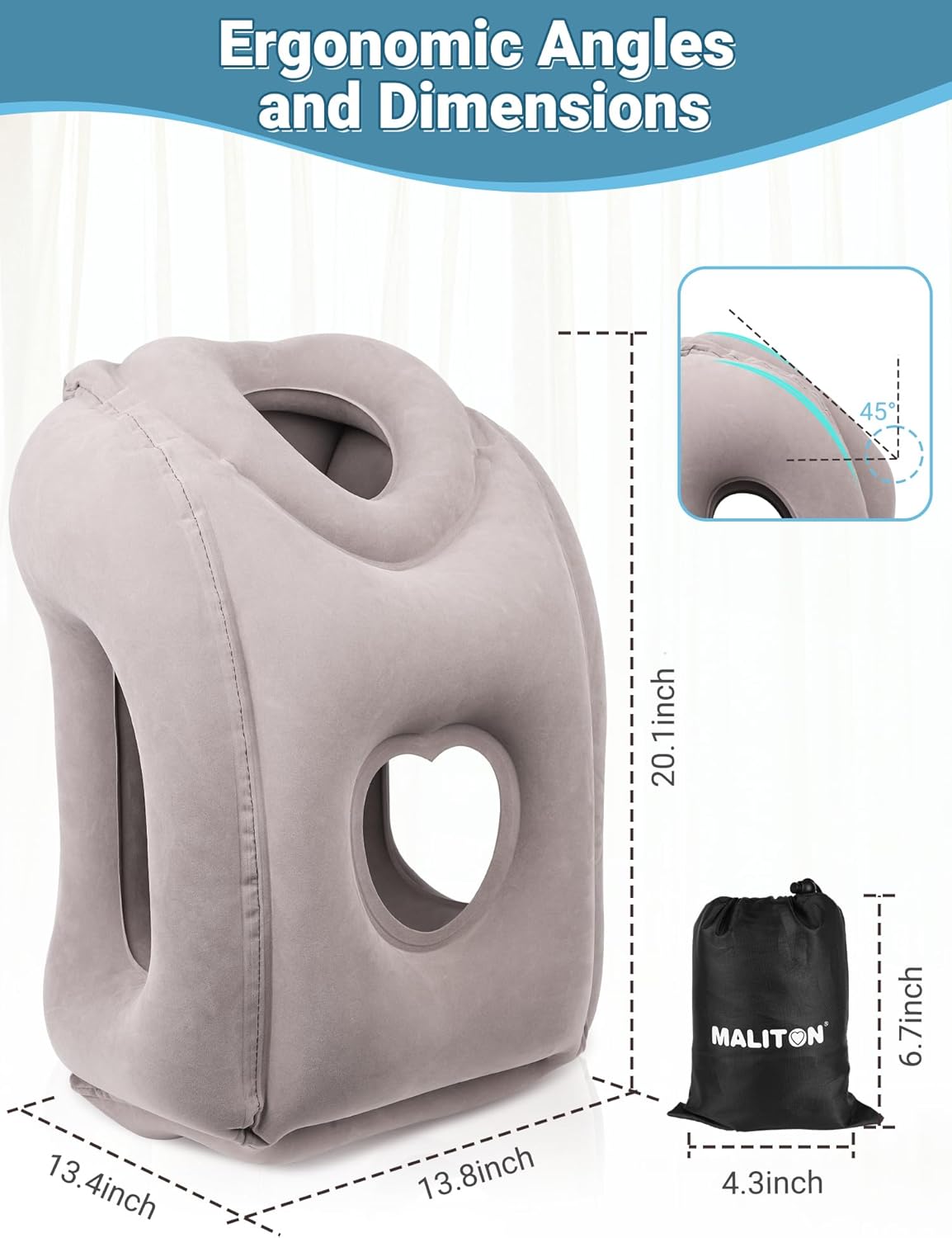 Maliton Inflatable Travel Pillow for Airplane Comfortable Sleeping to Relieve Neck and Shoulder Pain Support Head Inflatable Pillow for Long Flights Used for Airplanes Cars Trains OfficeGrey.jpg