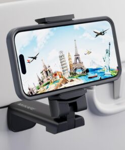 MiiKARE Airplane Travel Essentials Phone Holder, Universal Handsfree Phone Mount for Flying with 360 Degree Rotation, Accessory for Airplane, Travel Must Haves Phone Stand for Desk, Tray Table