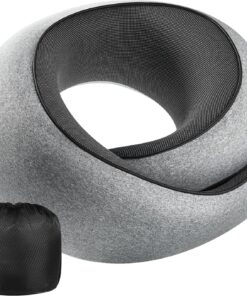 Neck Pillow Airplane,100% Pure Memory FoamTravel Neck Pillow Travel Neck Support Ergonomic &Portable Design Best for Sleeping Plane Car Train Office Flight (Small Grey)