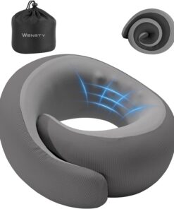 Neck Pillow for Traveling,Travel Neck Pillow for Airplanes,Cooling Fabric&100% Pure Memory Foam,Neck Pain Relief,Ergonomic Support for Long Flight(Gray, Standard Size-(Broad Fit))