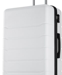 OLIXIS 24 Inch Luggage, Hardside Suitcase with Spinner Wheels, Lightweight ABS Hard Shell Checked Luggage, TSA Approved Lock, Expandable Medium Suitcase for Travel & Business–White