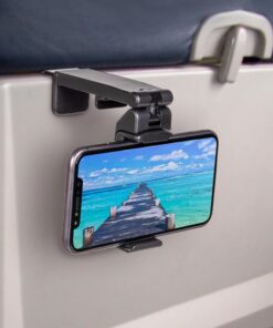 Perilogics Universal in Flight Airplane Phone Holder Mount. Hands Free Viewing with Multi-Directional Dual 360 Degree Rotation. Pocket Size Must Have Airplane Travel Essential Accessory for Flying