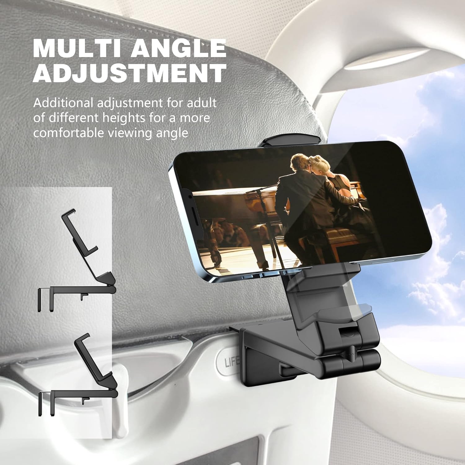 Perilogics Universal in Flight Airplane Phone Holder Mount. Hands Free Viewing with Multi Directional Dual 360 Degree Rotation. Pocket Size Must Have Airplane Travel Essential Accessory for Flying.jpg